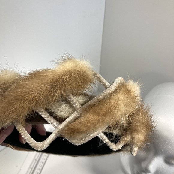 Vintage Lenore Marshall Blond Fur Open Crown Womans Hat 1950s - Picture 8 of 13